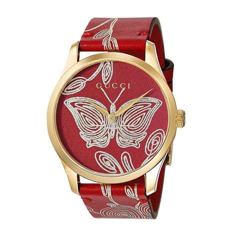 gucci red butterfly watch|gucci g-timeless.